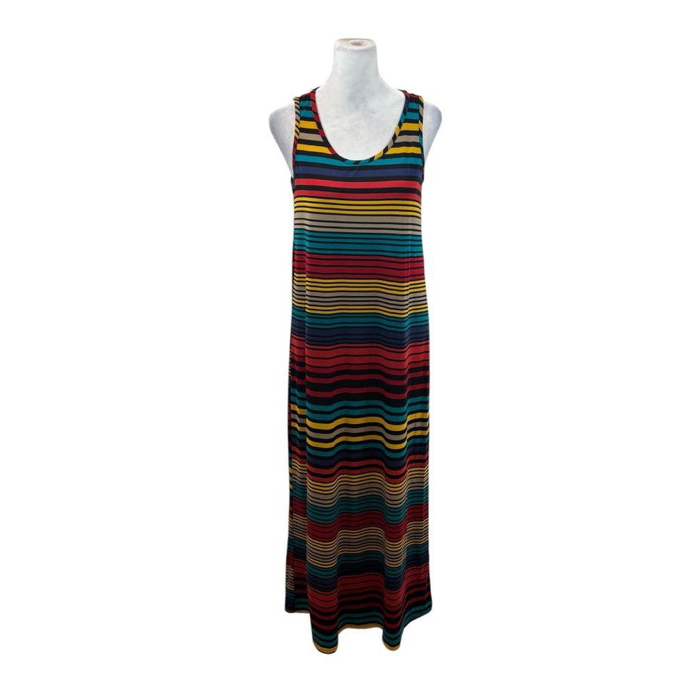 Ladies Mi Manchi Brand‎ Multicolored Striped Sleeveless Maxi Dress Size Small